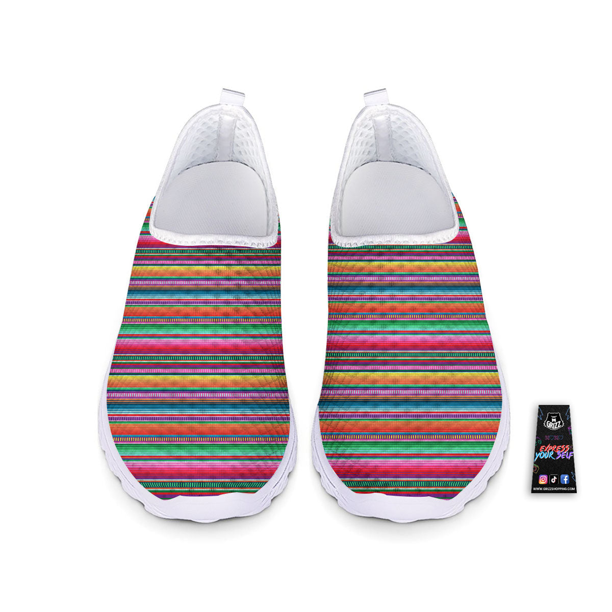 Woven Ethnic Mexican Print Pattern Nurse Shoes-grizzshop