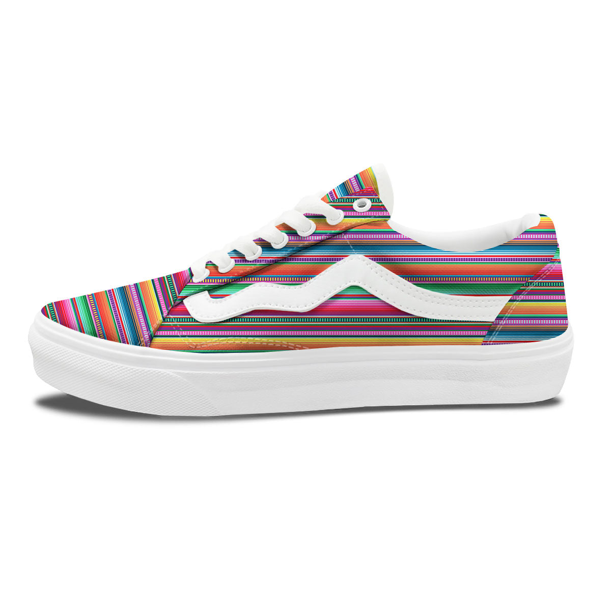 Woven Ethnic Mexican Print Pattern Skate Shoes-grizzshop