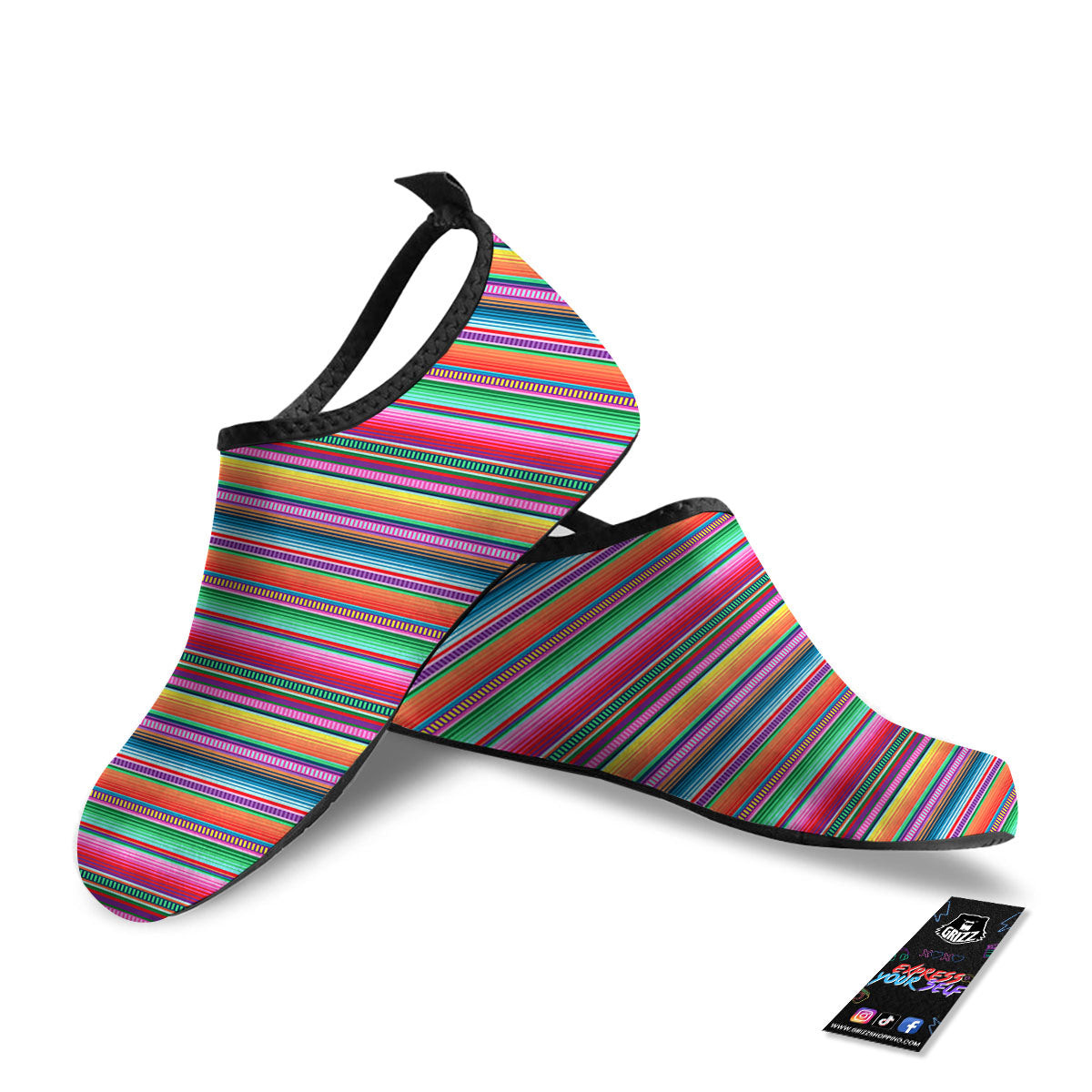 Woven Ethnic Mexican Print Pattern Water Shoes-grizzshop