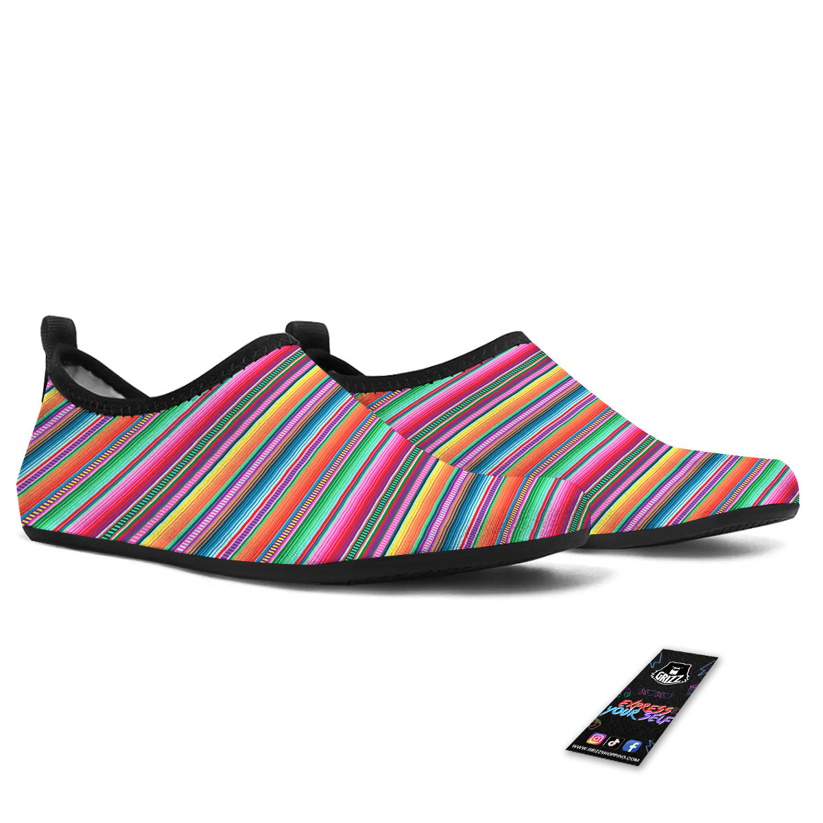 Woven Ethnic Mexican Print Pattern Water Shoes-grizzshop