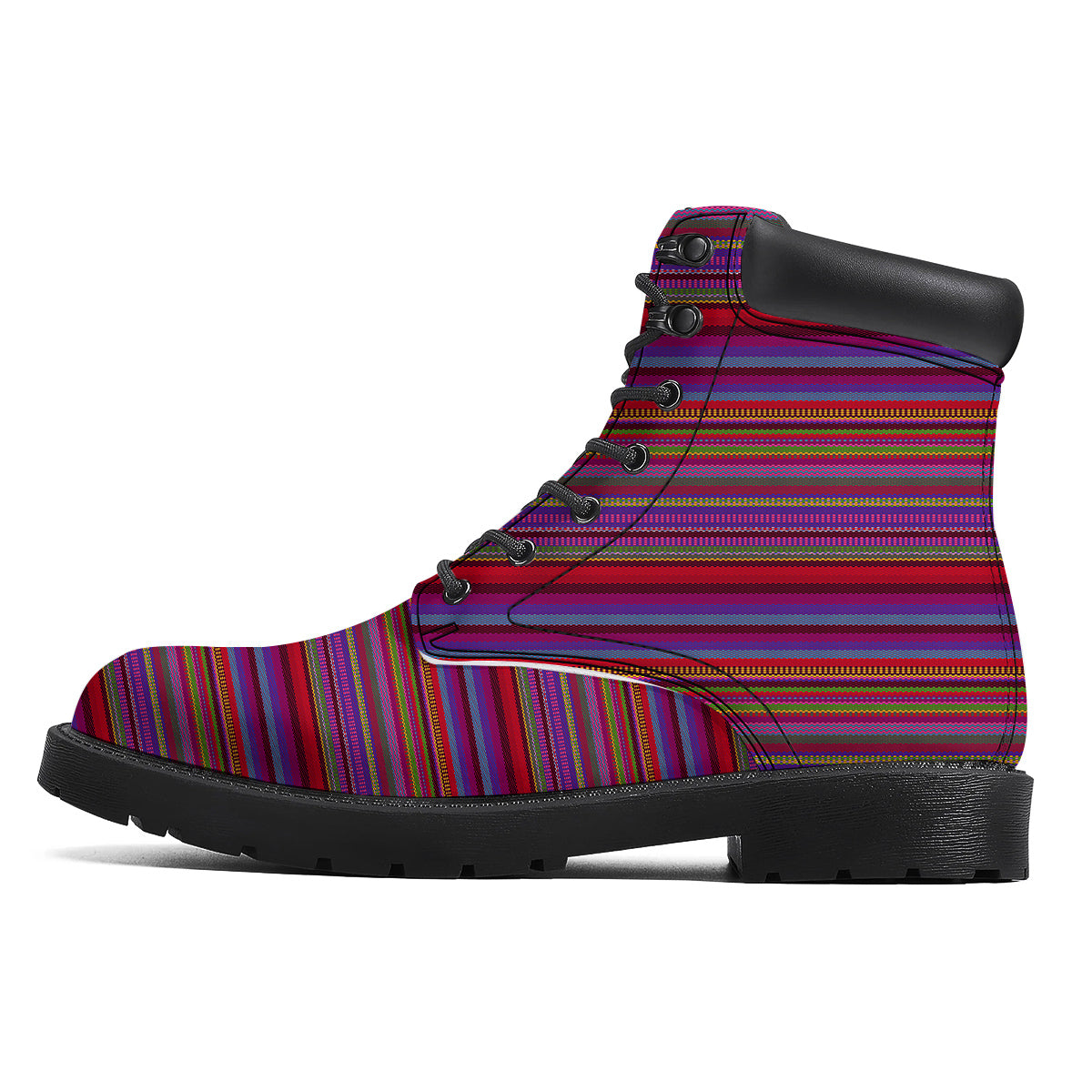 Woven Mexican Colorful Print Pattern Boots-grizzshop