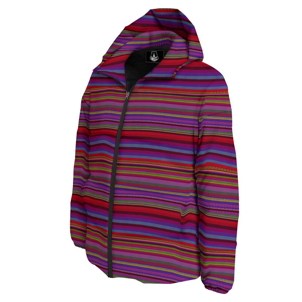 Woven Mexican Colorful Print Pattern Down Jacket-grizzshop