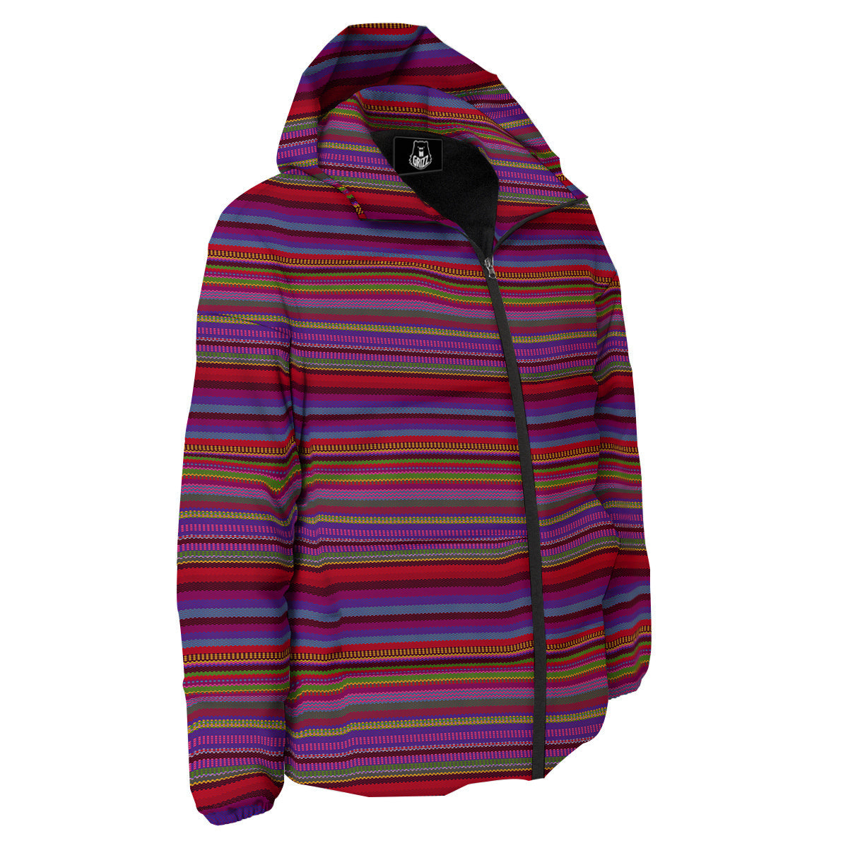 Woven Mexican Colorful Print Pattern Down Jacket-grizzshop