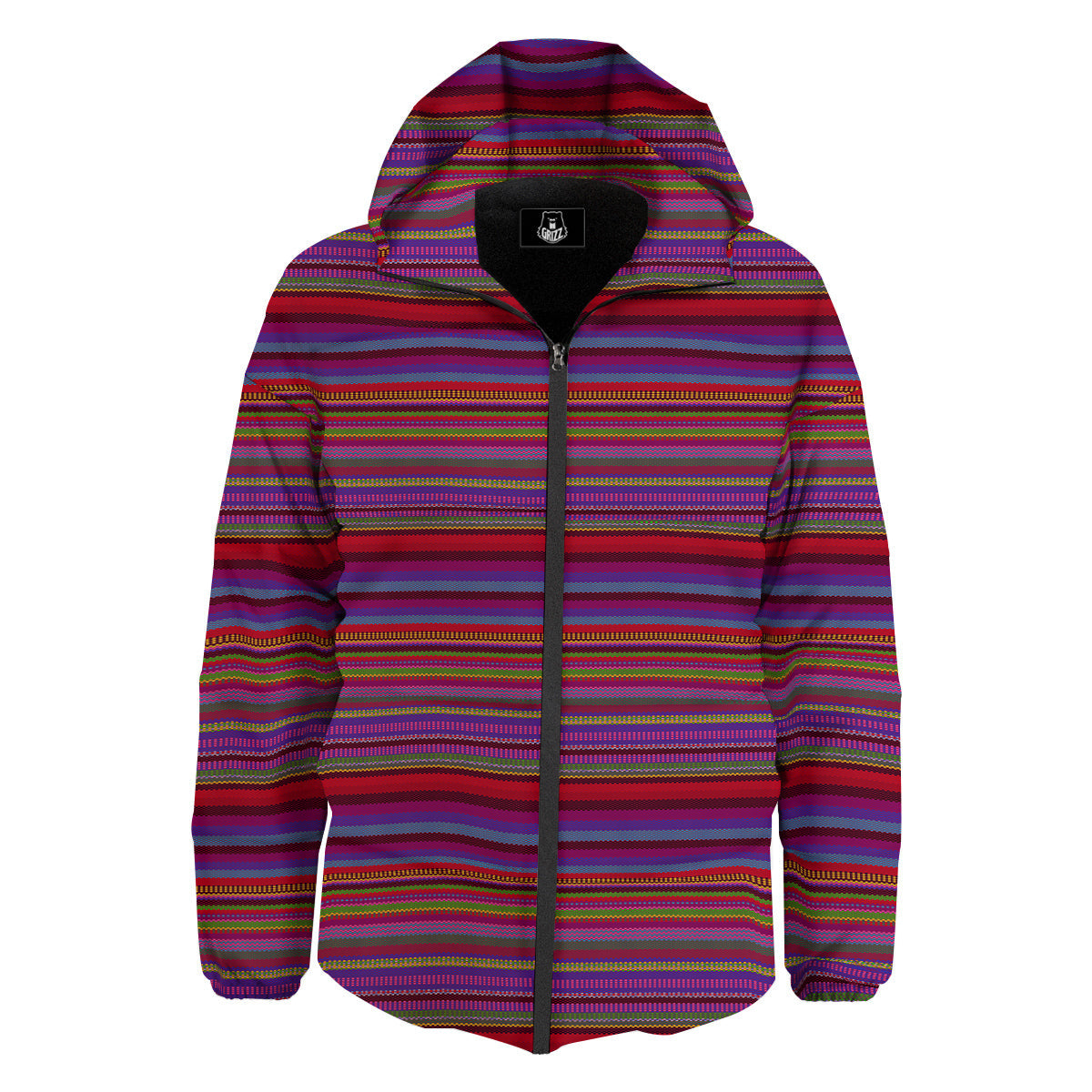 Woven Mexican Colorful Print Pattern Down Jacket-grizzshop