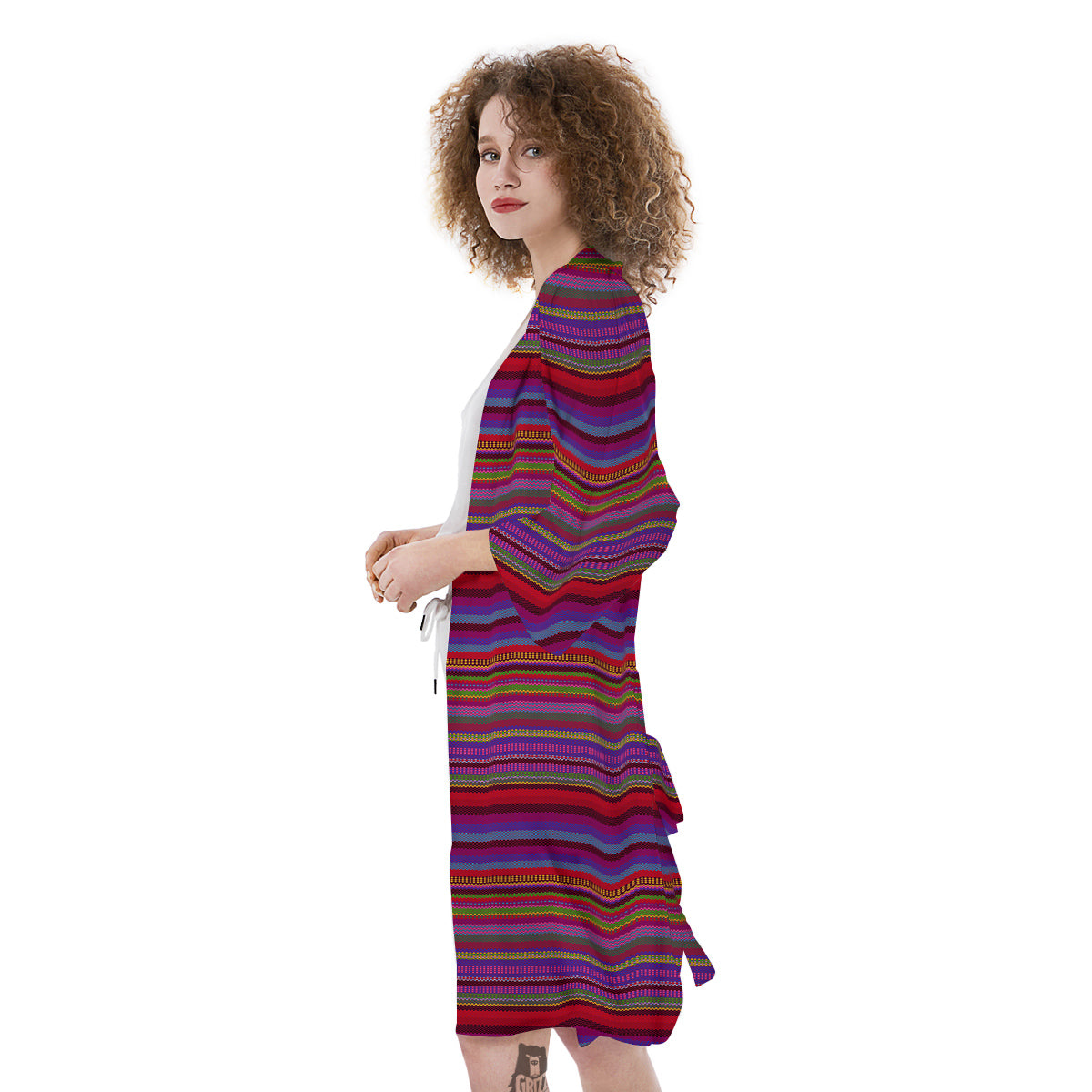 Woven Mexican Colorful Print Pattern Kimono-grizzshop