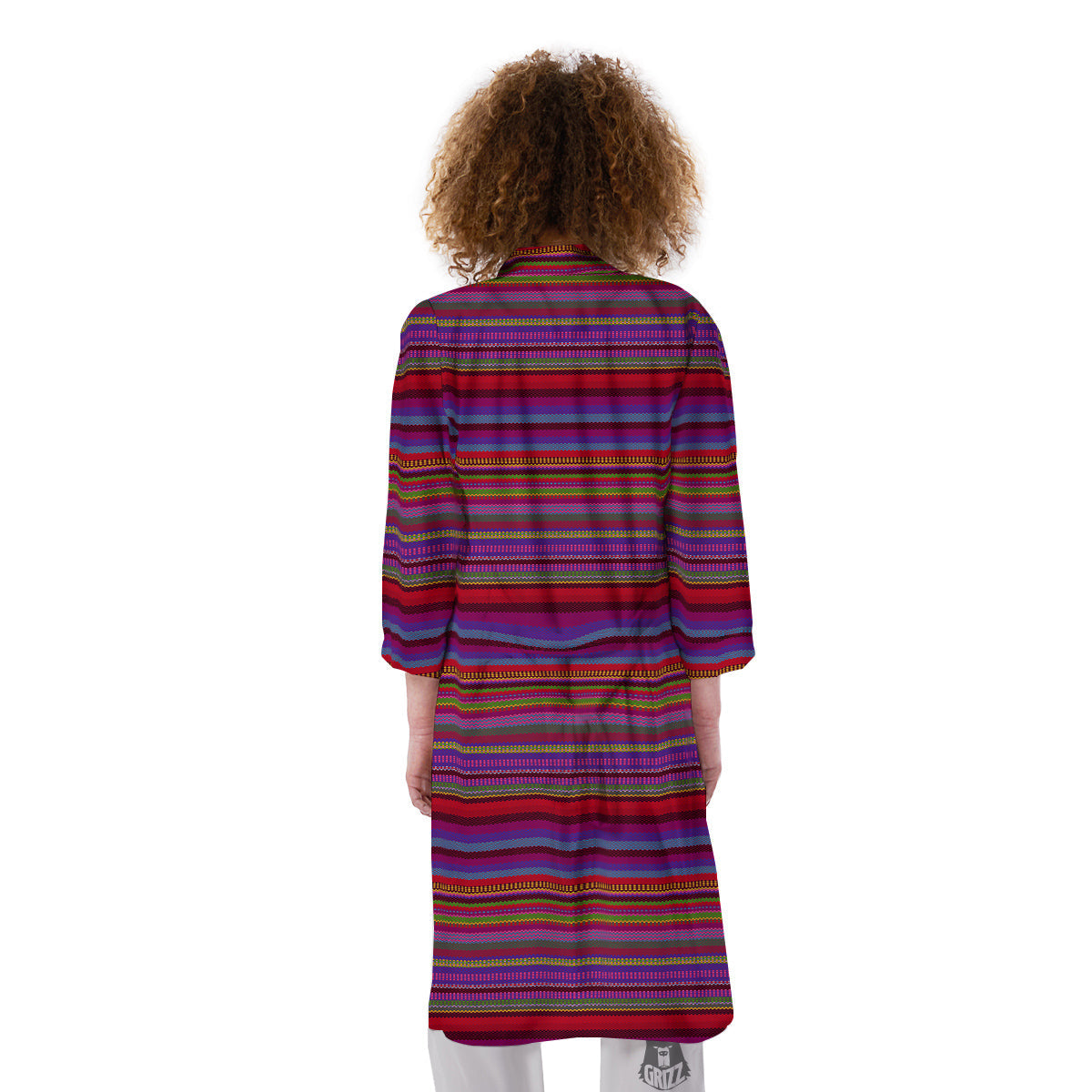 Woven Mexican Colorful Print Pattern Kimono-grizzshop