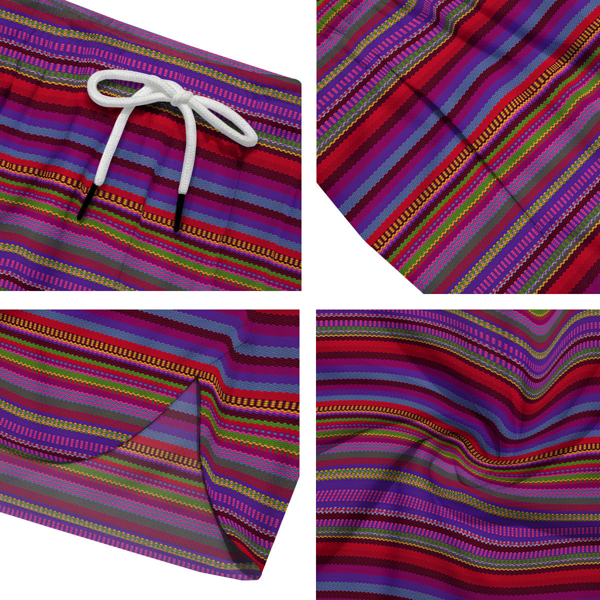 Woven Mexican Colorful Print Pattern Men's Running Shorts-grizzshop