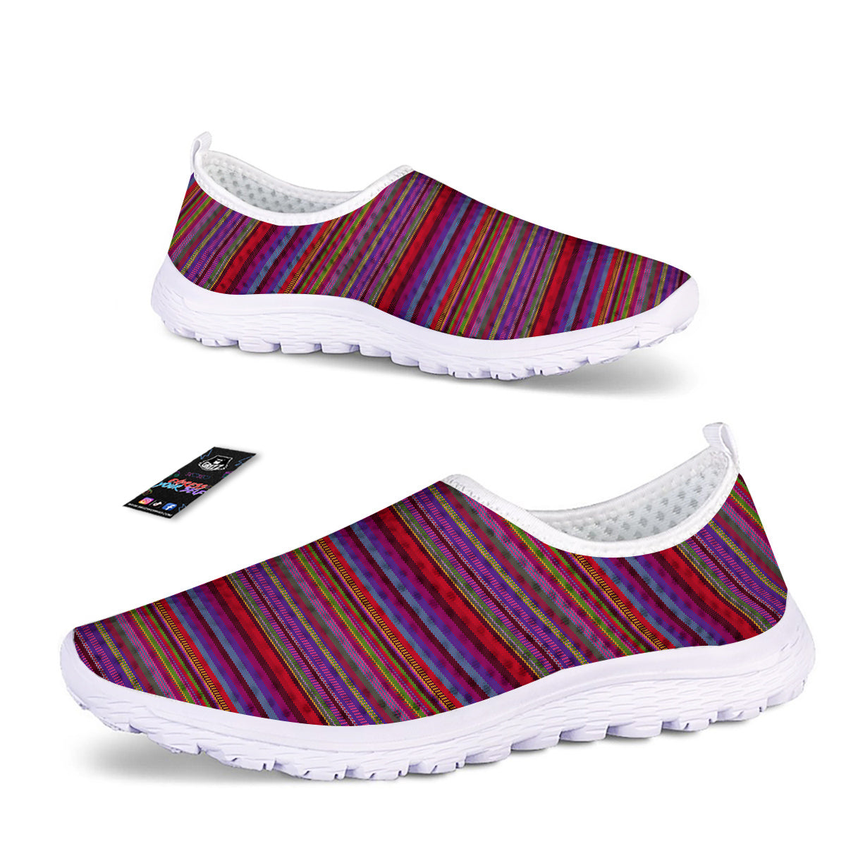 Woven Mexican Colorful Print Pattern Nurse Shoes-grizzshop