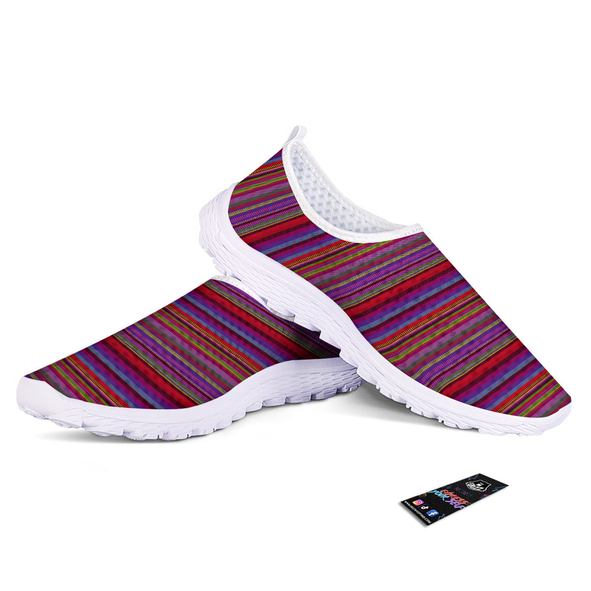 Woven Mexican Colorful Print Pattern Nurse Shoes-grizzshop