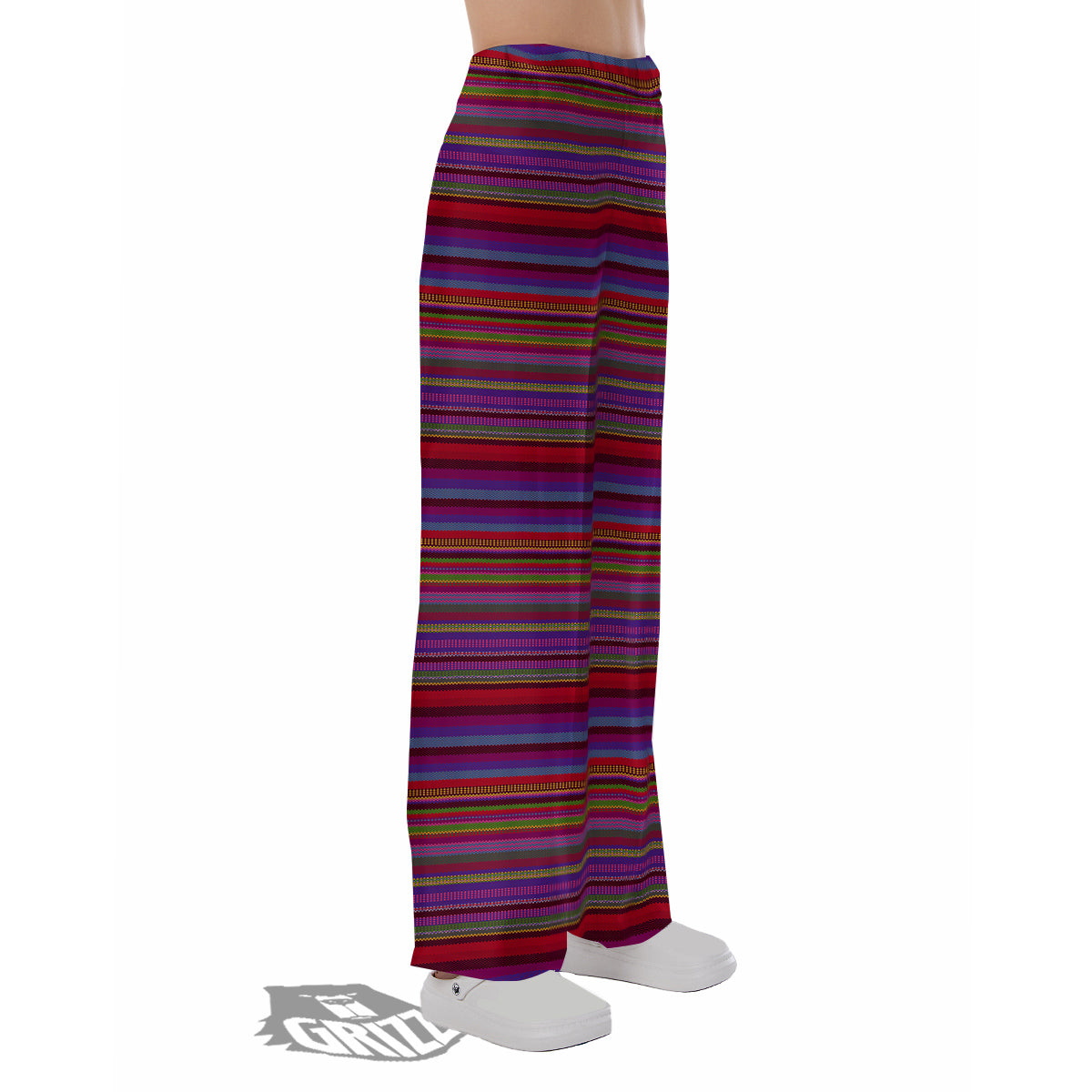 Woven Mexican Colorful Print Pattern Pajama Pants-grizzshop
