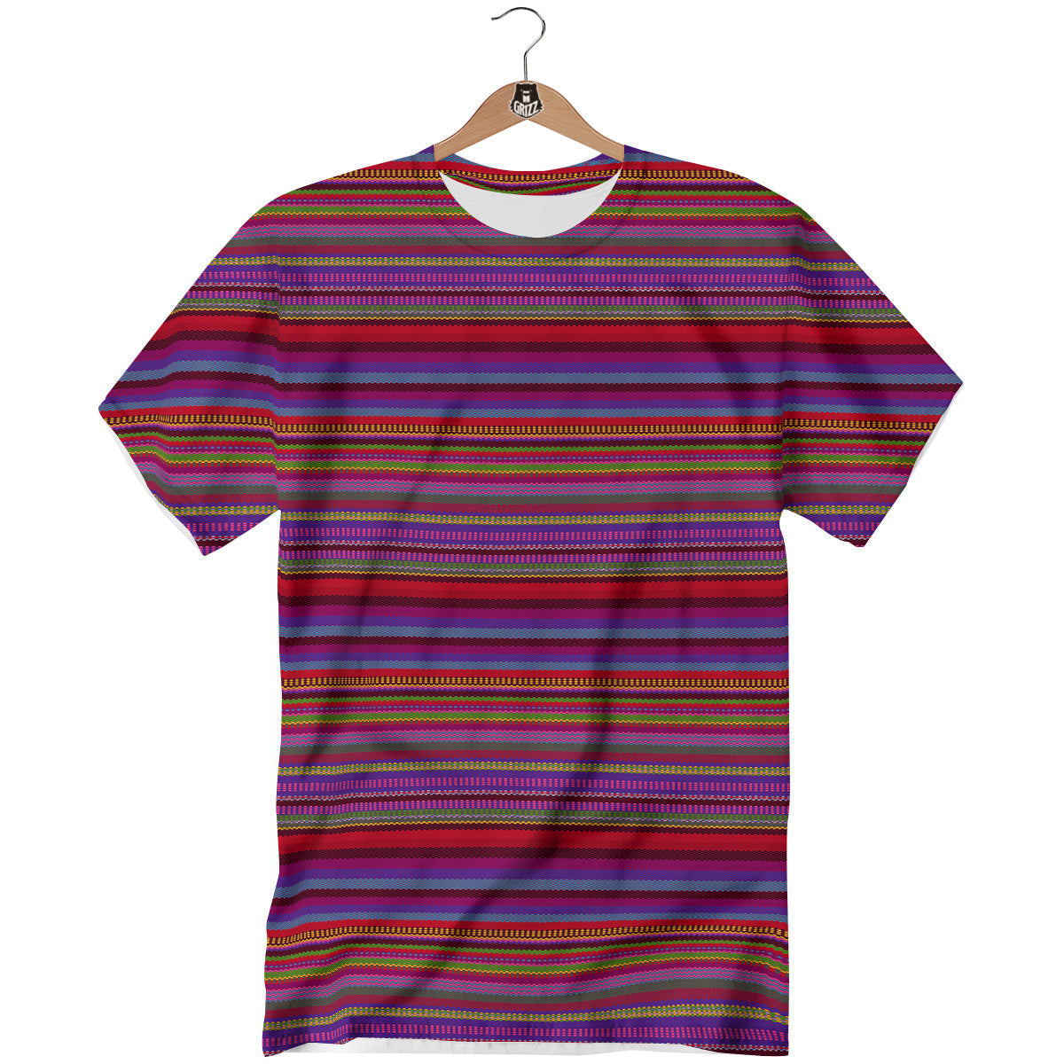 Woven Mexican Colorful Print Pattern T-Shirt-grizzshop