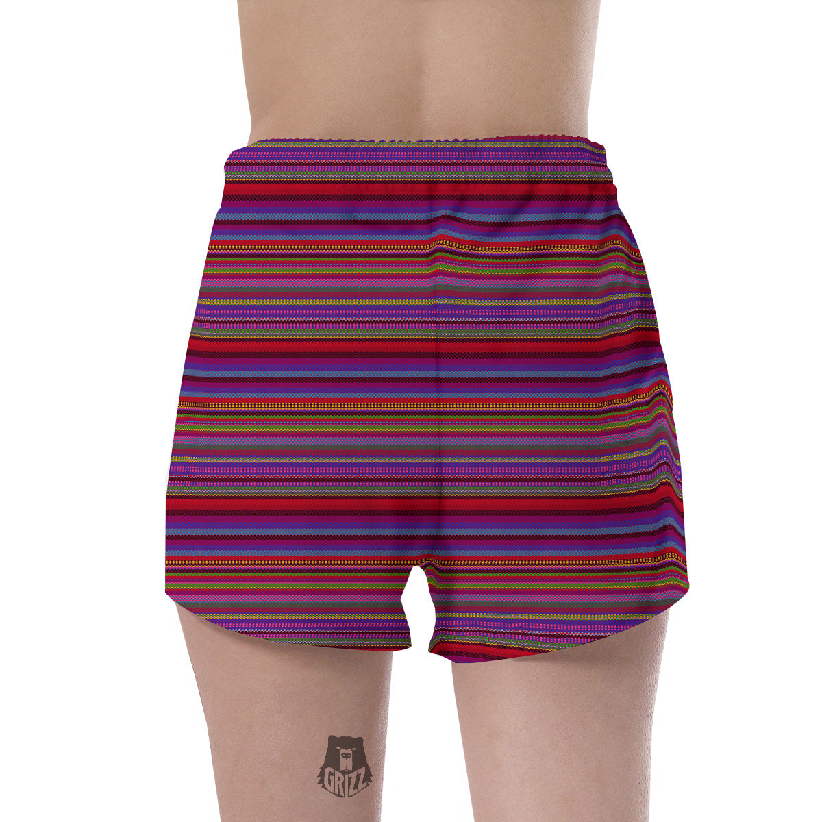 Woven Mexican Colorful Print Pattern Women's Shorts-grizzshop