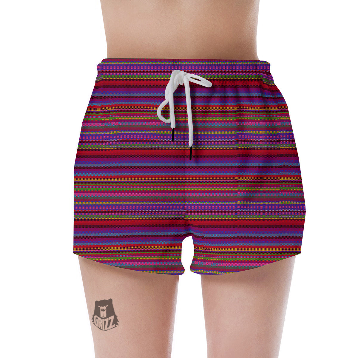 Woven Mexican Colorful Print Pattern Women's Shorts-grizzshop