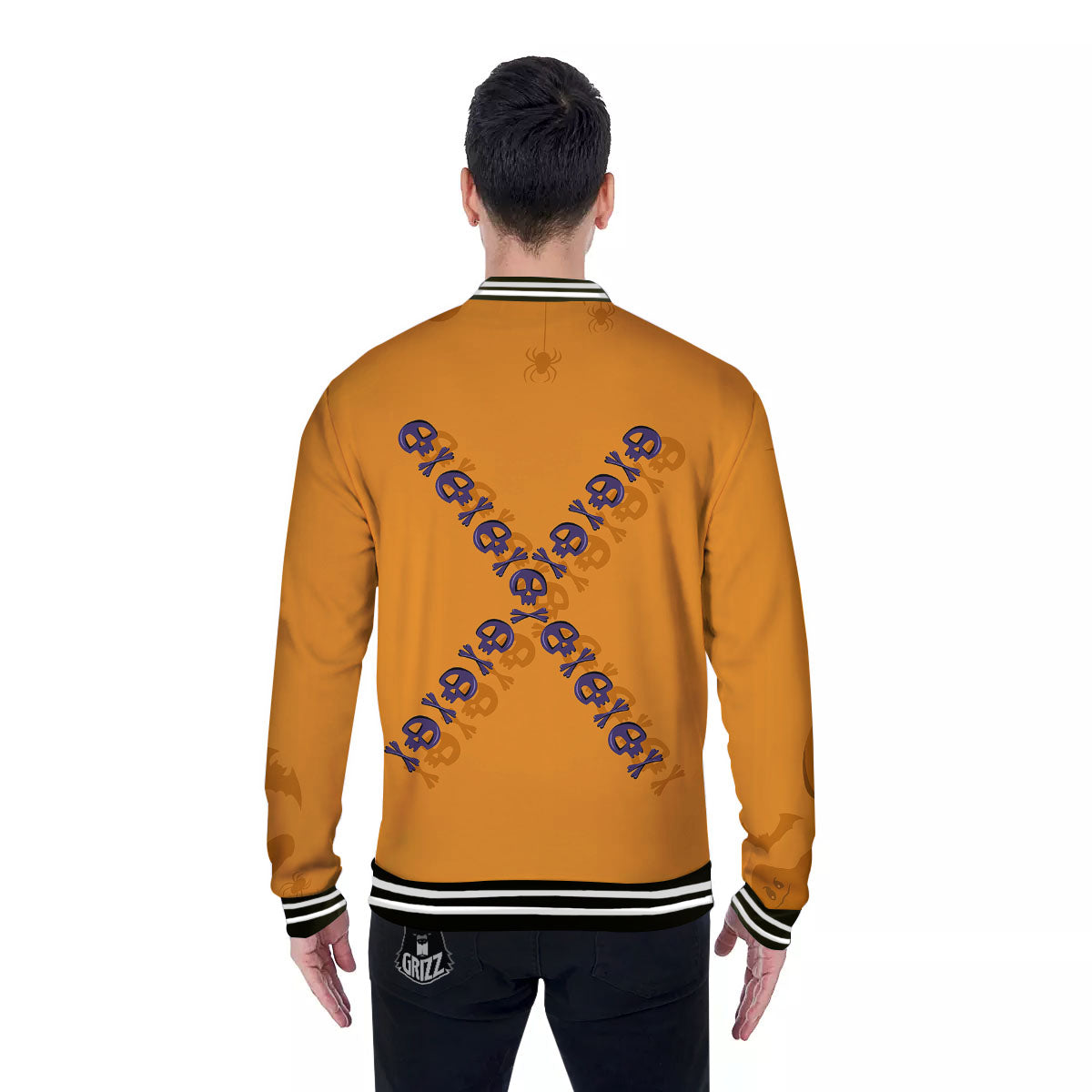 X Halloween Print Baseball Jacket-grizzshop