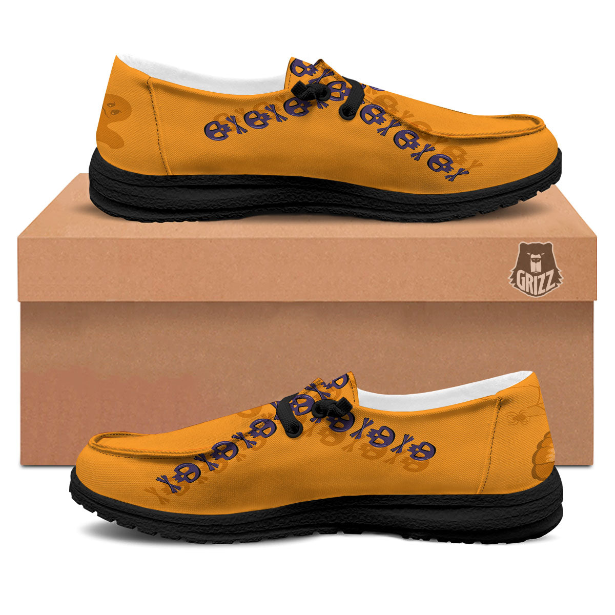 X Halloween Print Black Loafers-grizzshop