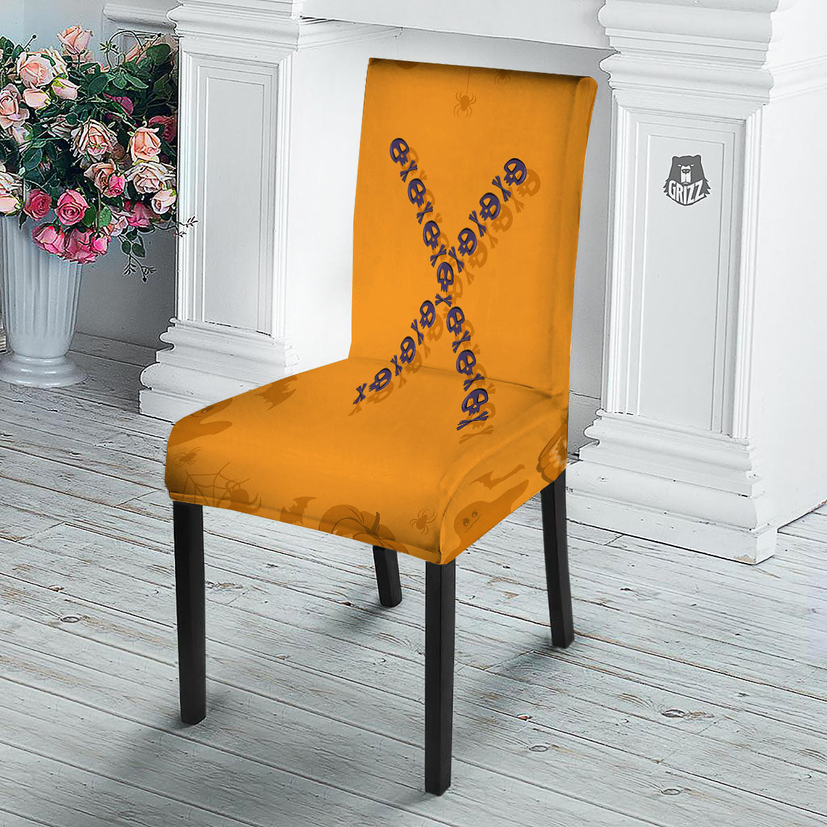 X Halloween Print Dining Chair Slipcover-grizzshop