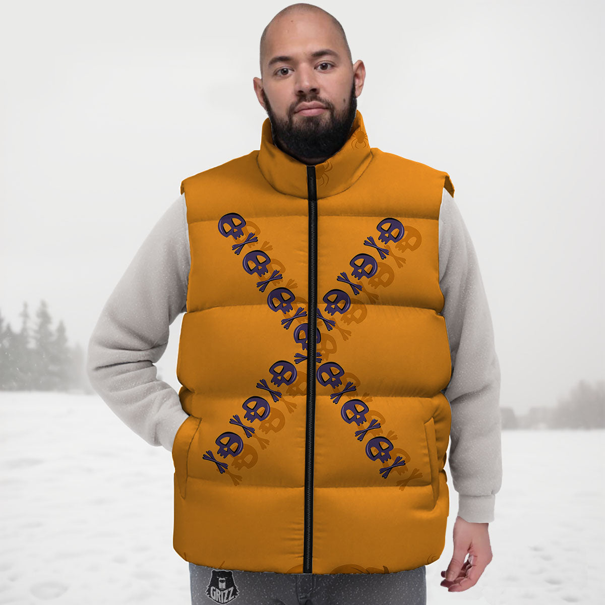 X Halloween Print Down Vest