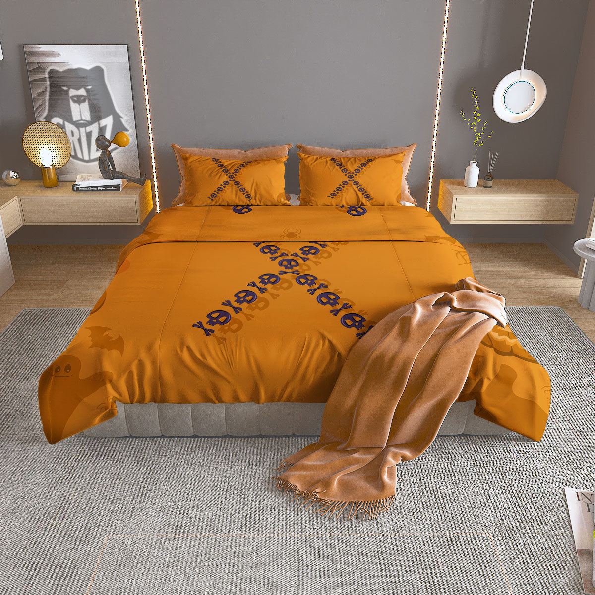 X Halloween Print Duvet Cover Bedding Set