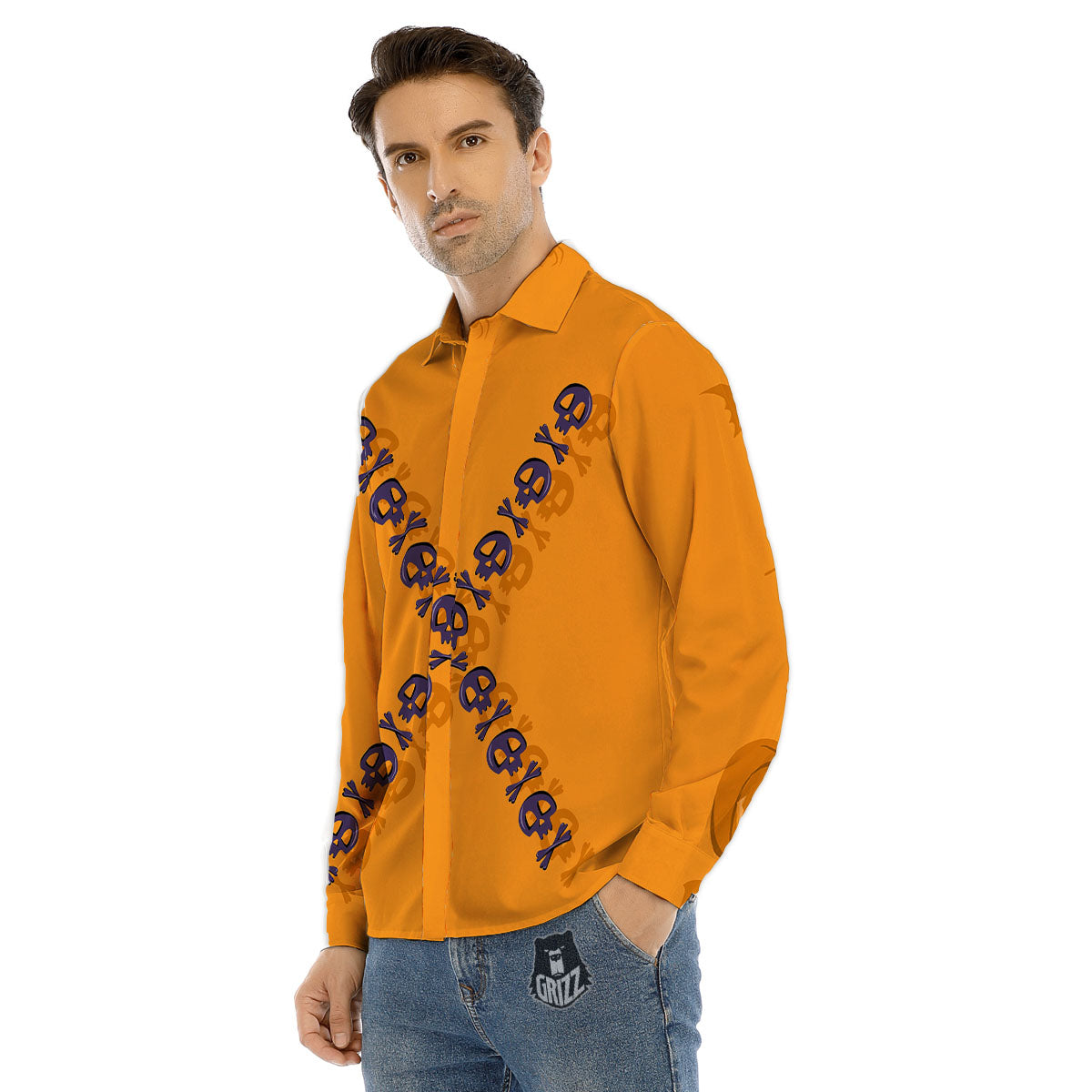 X Halloween Print Men's Dress Shirts-grizzshop