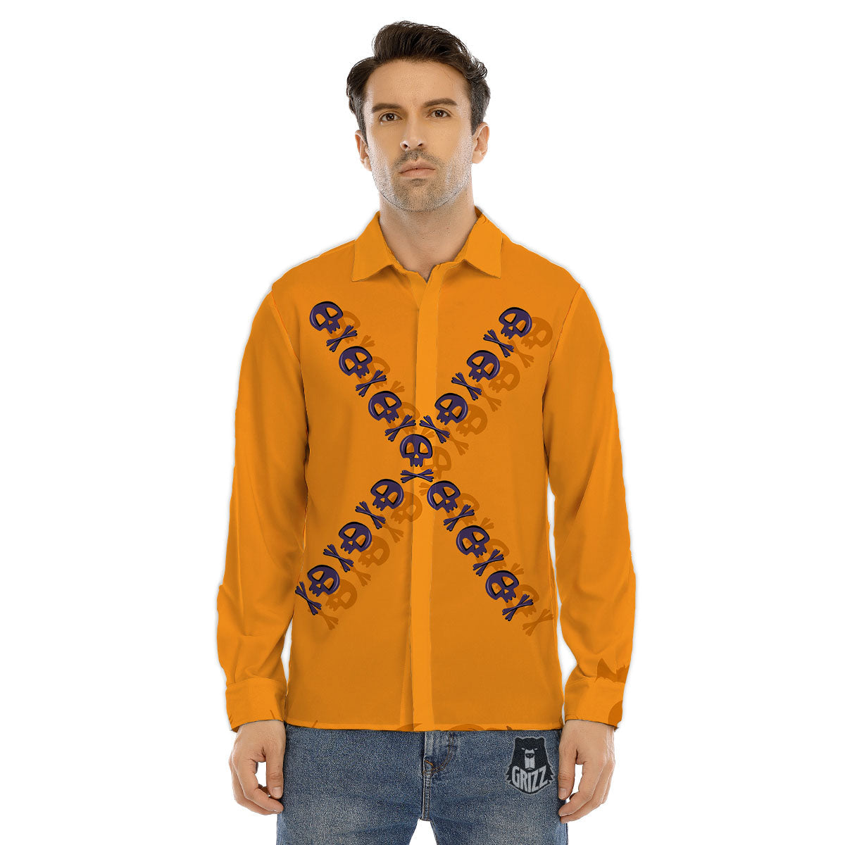 X Halloween Print Men's Dress Shirts-grizzshop