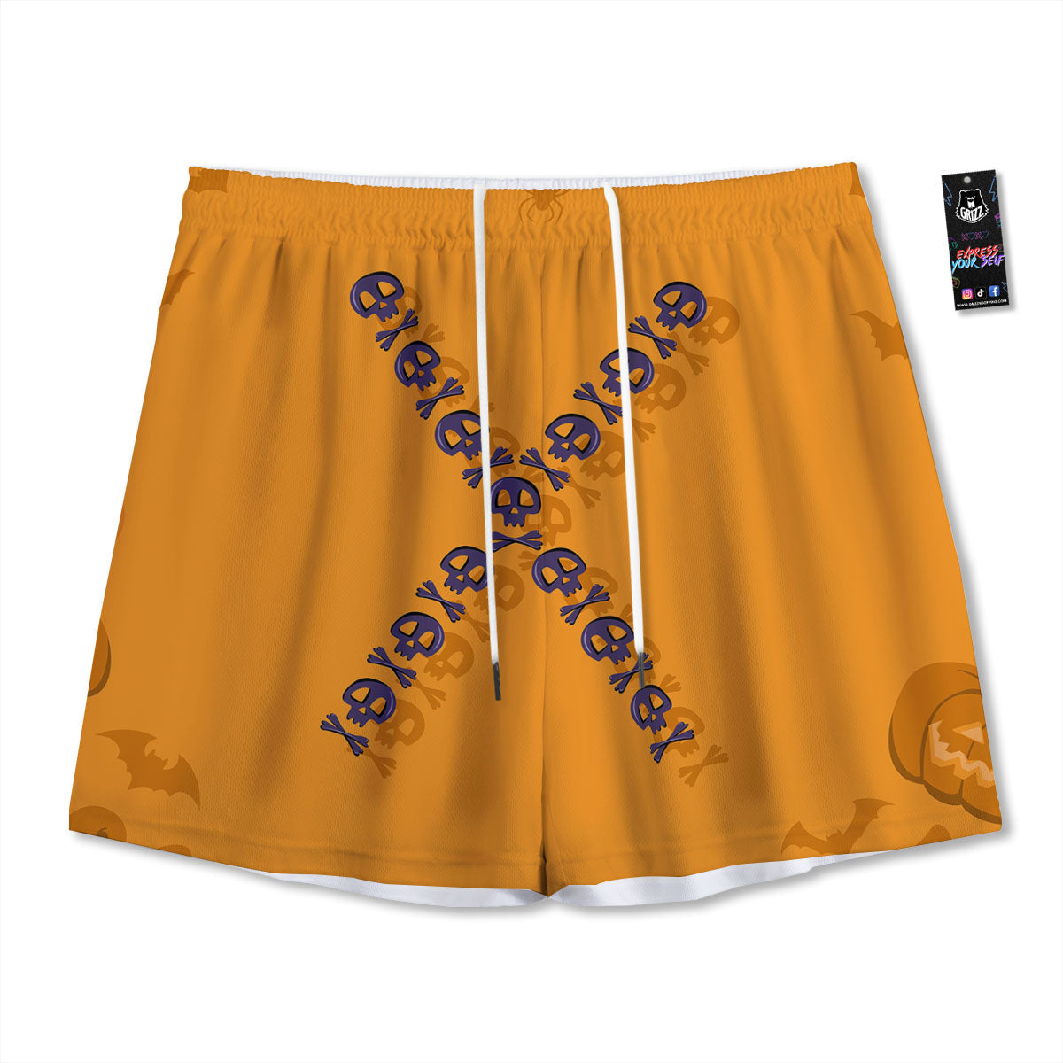 X Halloween Print Mesh Shorts