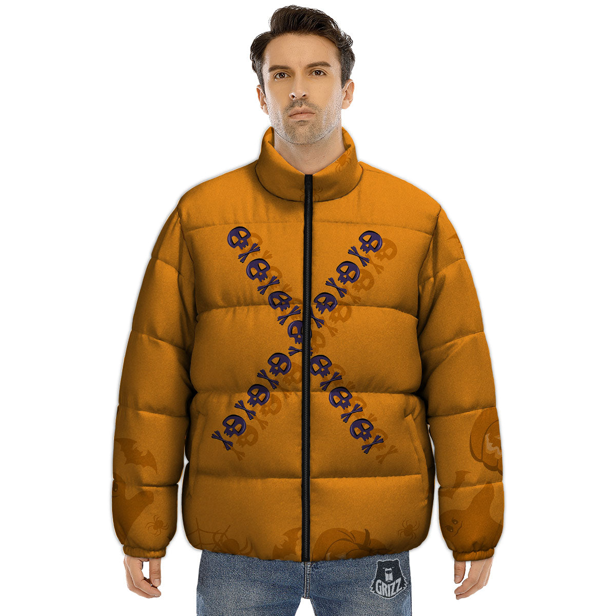 X Halloween Print Puffer Jacket-grizzshop