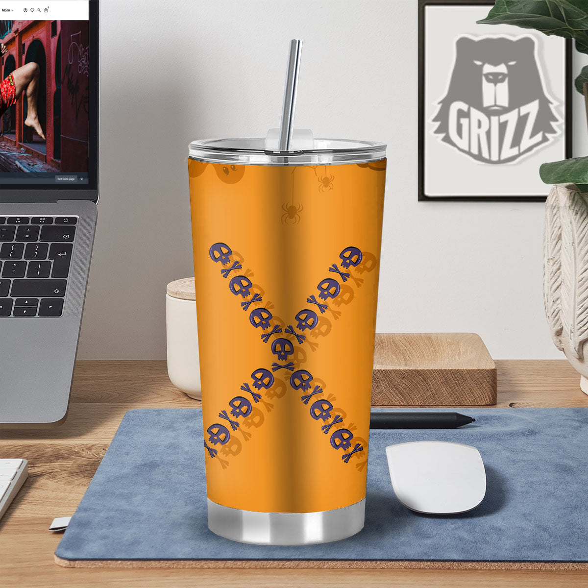 X Halloween Print Tumbler-grizzshop