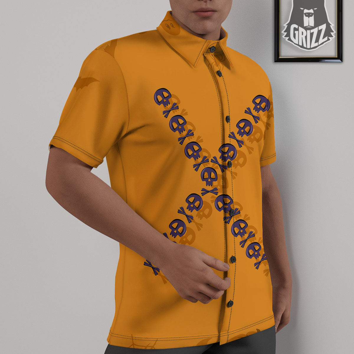 X Halloween Print Untucked Shirts-grizzshop