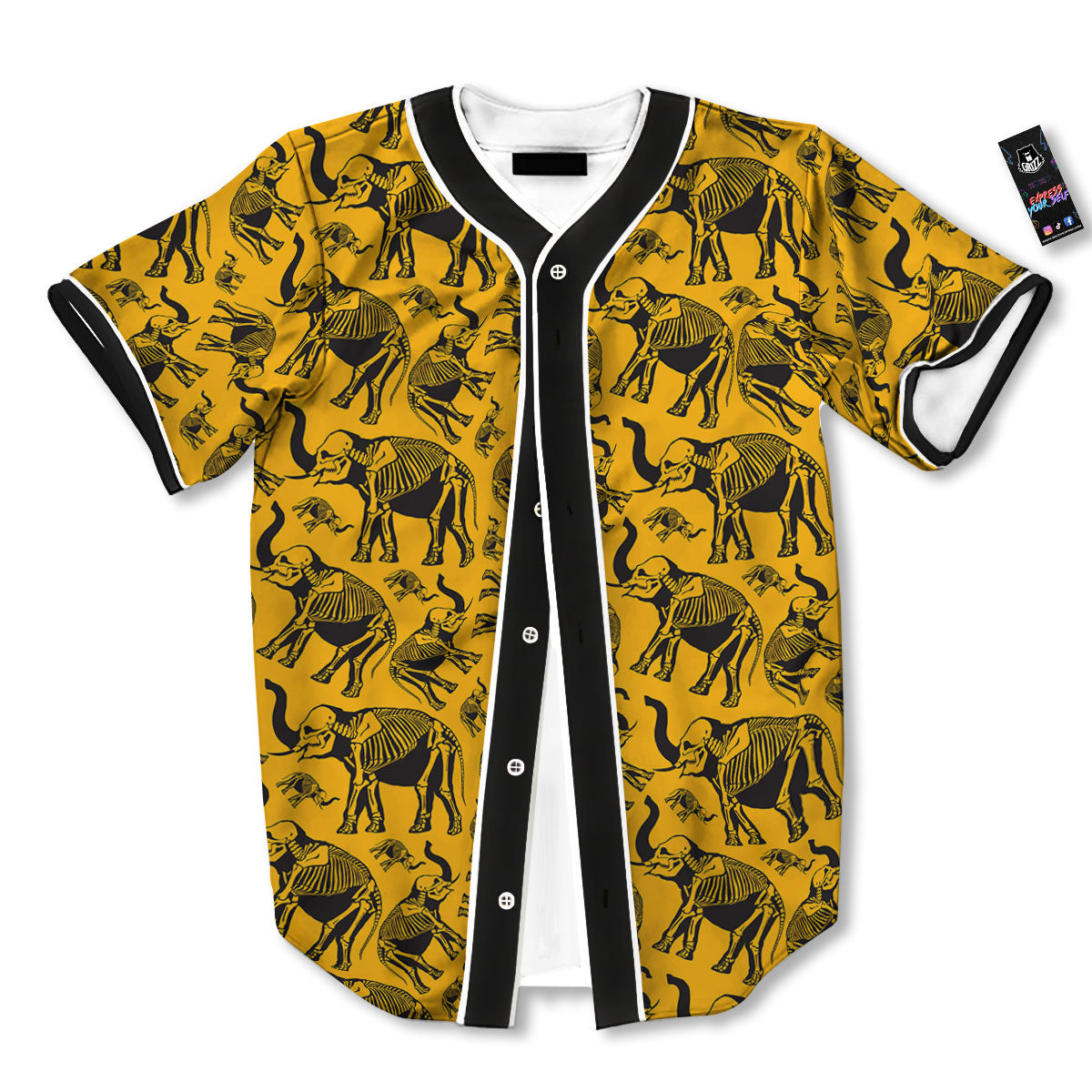 X-Ray Elephant Skeleton Print Pattern Baseball Jersey-grizzshop