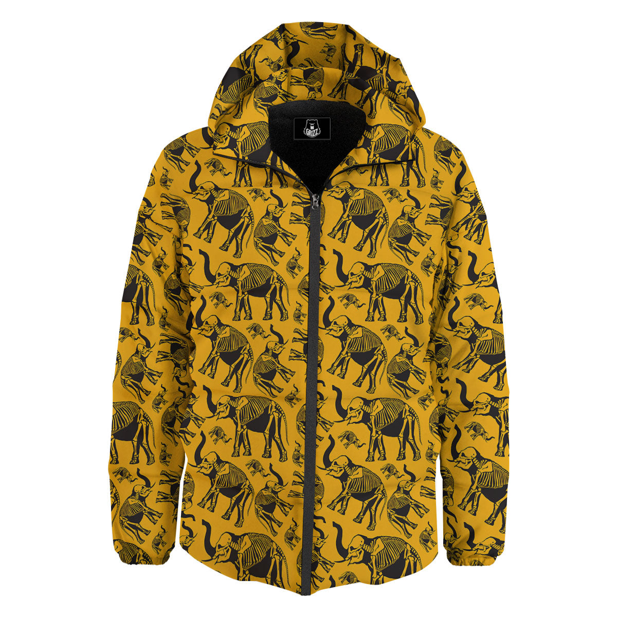 X-Ray Elephant Skeleton Print Pattern Down Jacket-grizzshop