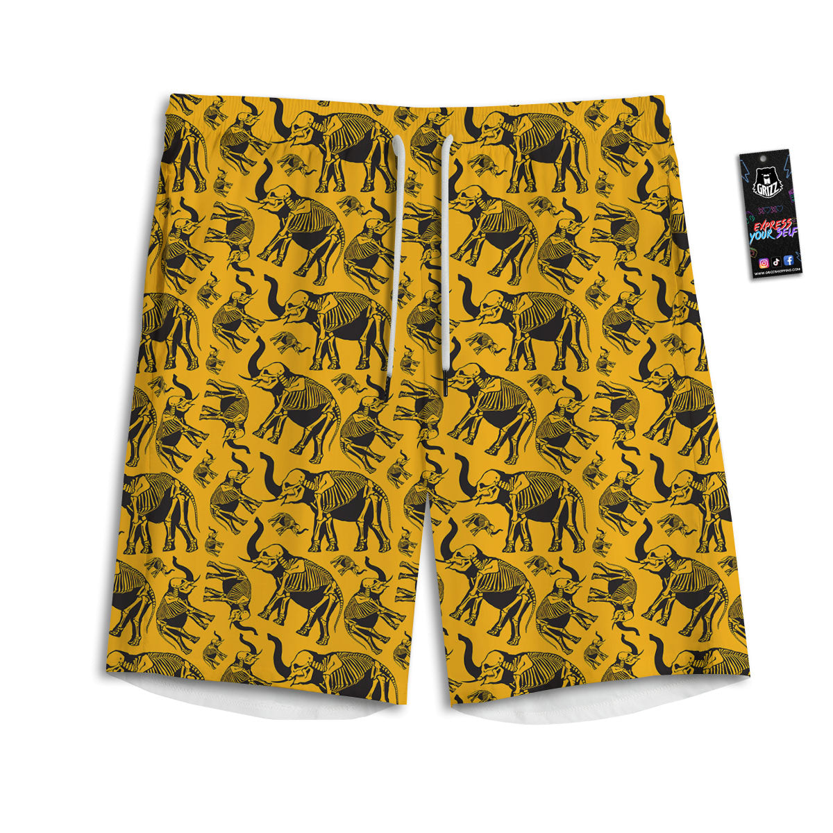 Wolf White And Navy Print Men's Athletic Shorts