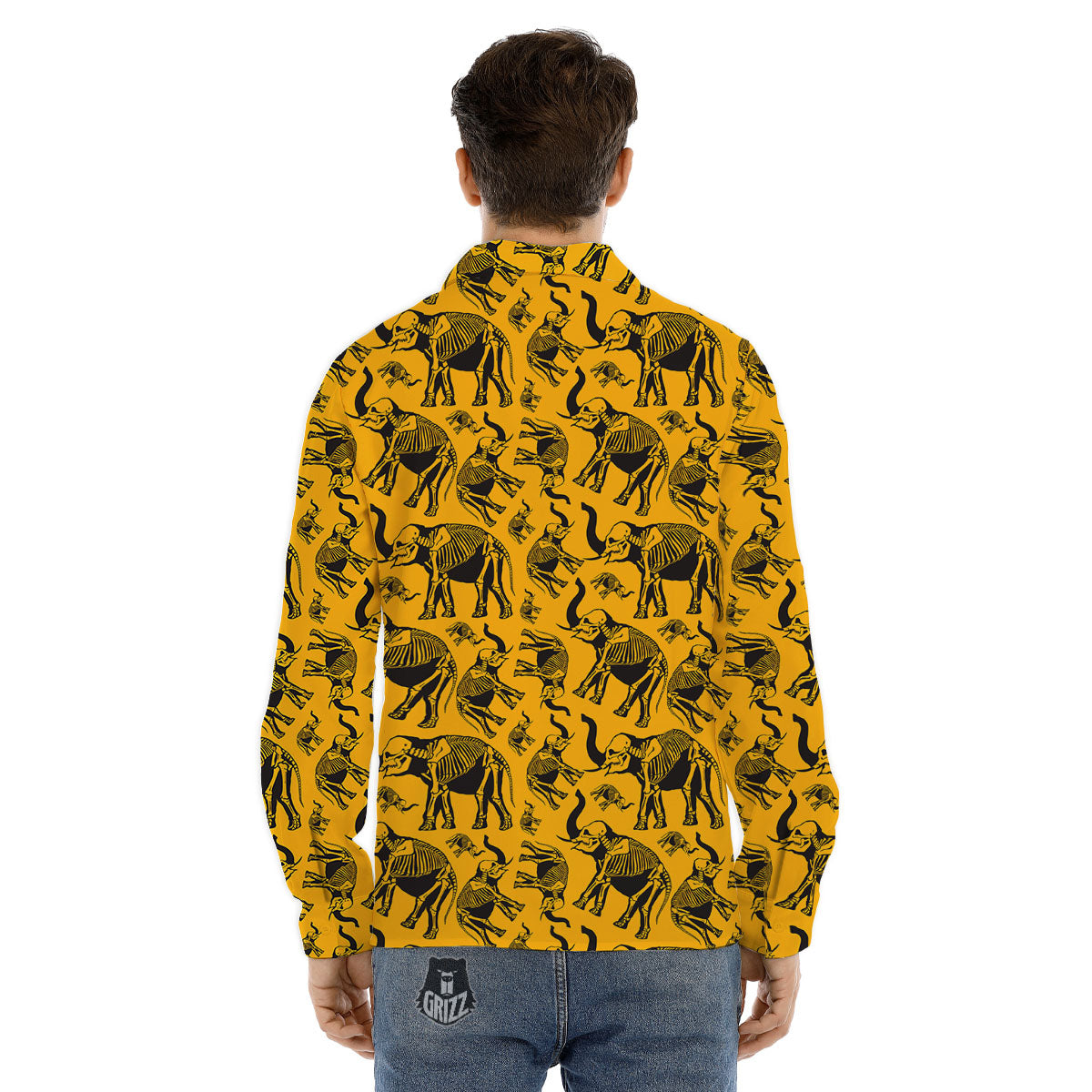 X-Ray Elephant Skeleton Print Pattern Men's Dress Shirts-grizzshop