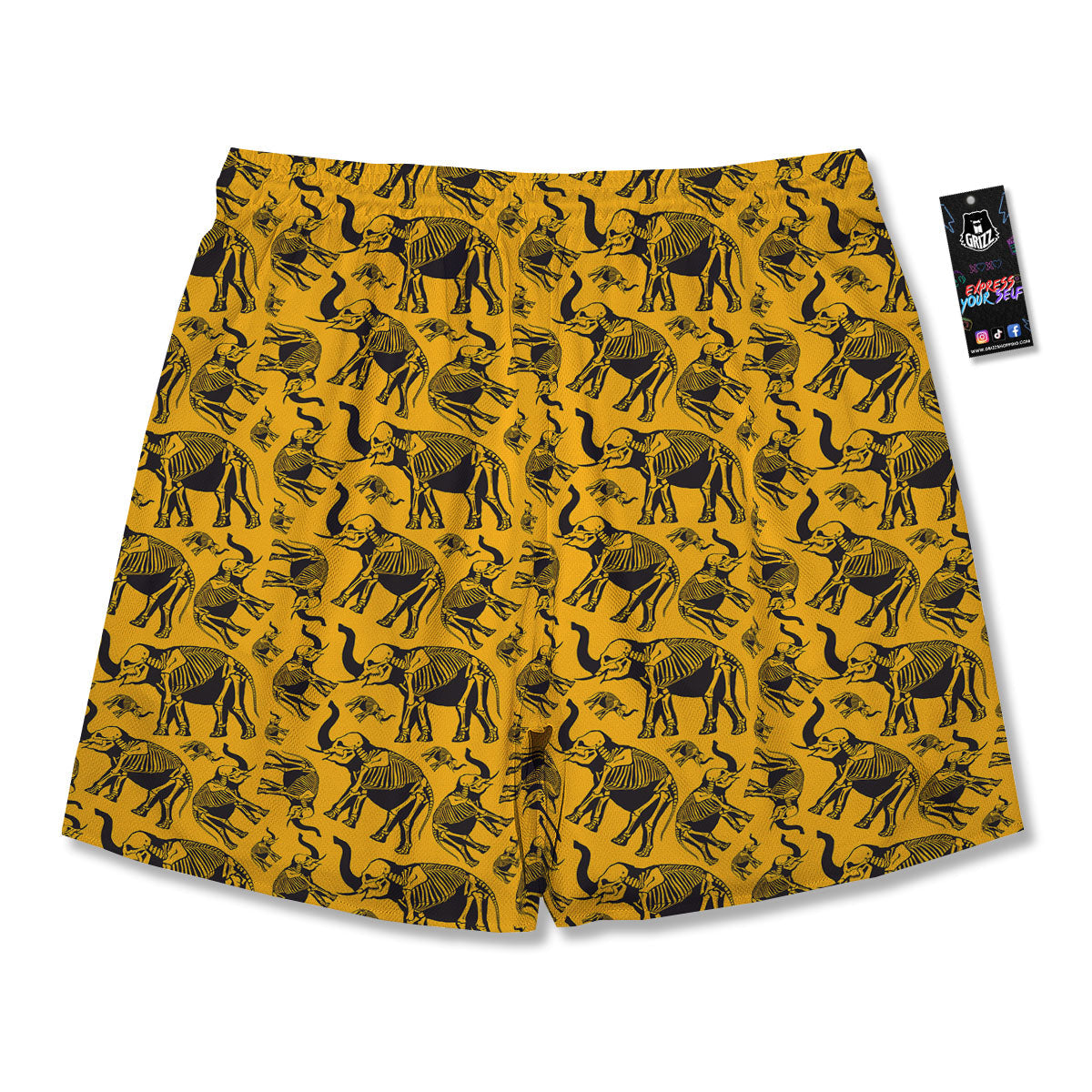 X-Ray Elephant Skeleton Print Pattern Men's Running Shorts-grizzshop