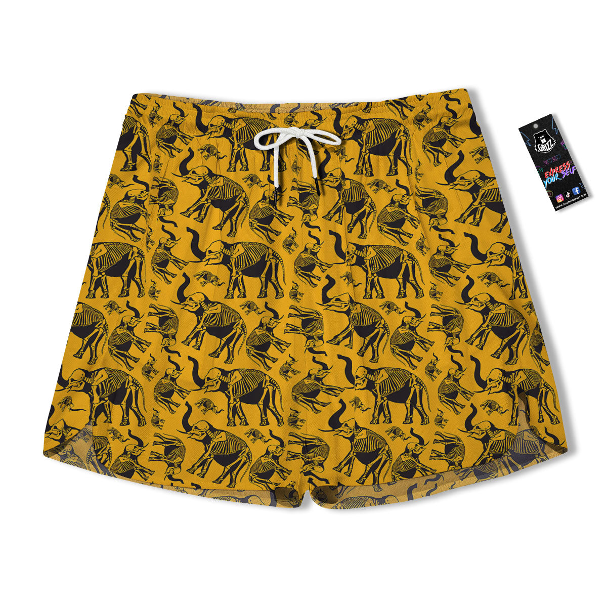 X-Ray Elephant Skeleton Print Pattern Men's Running Shorts-grizzshop