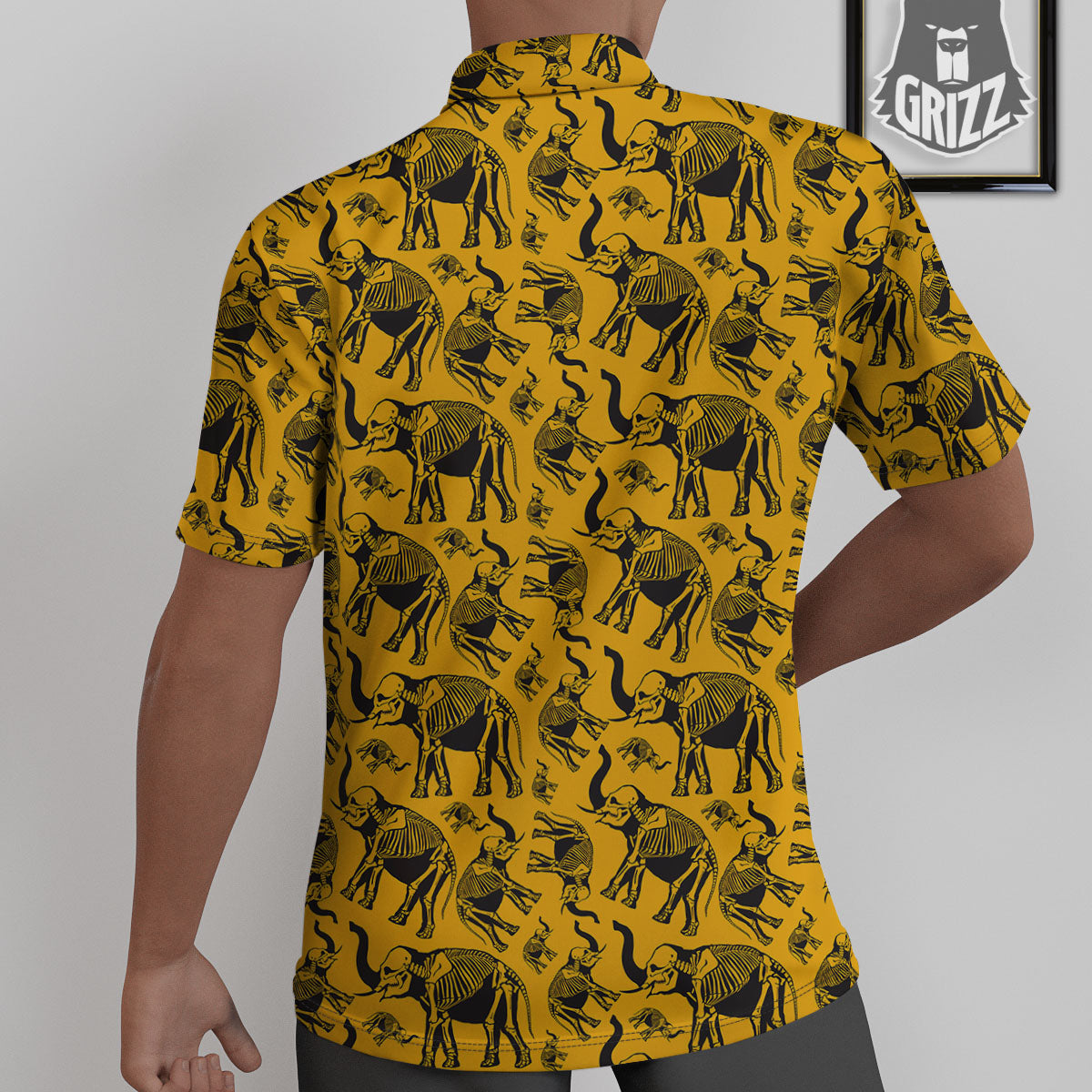 X-Ray Elephant Skeleton Print Pattern Untucked Shirts-grizzshop