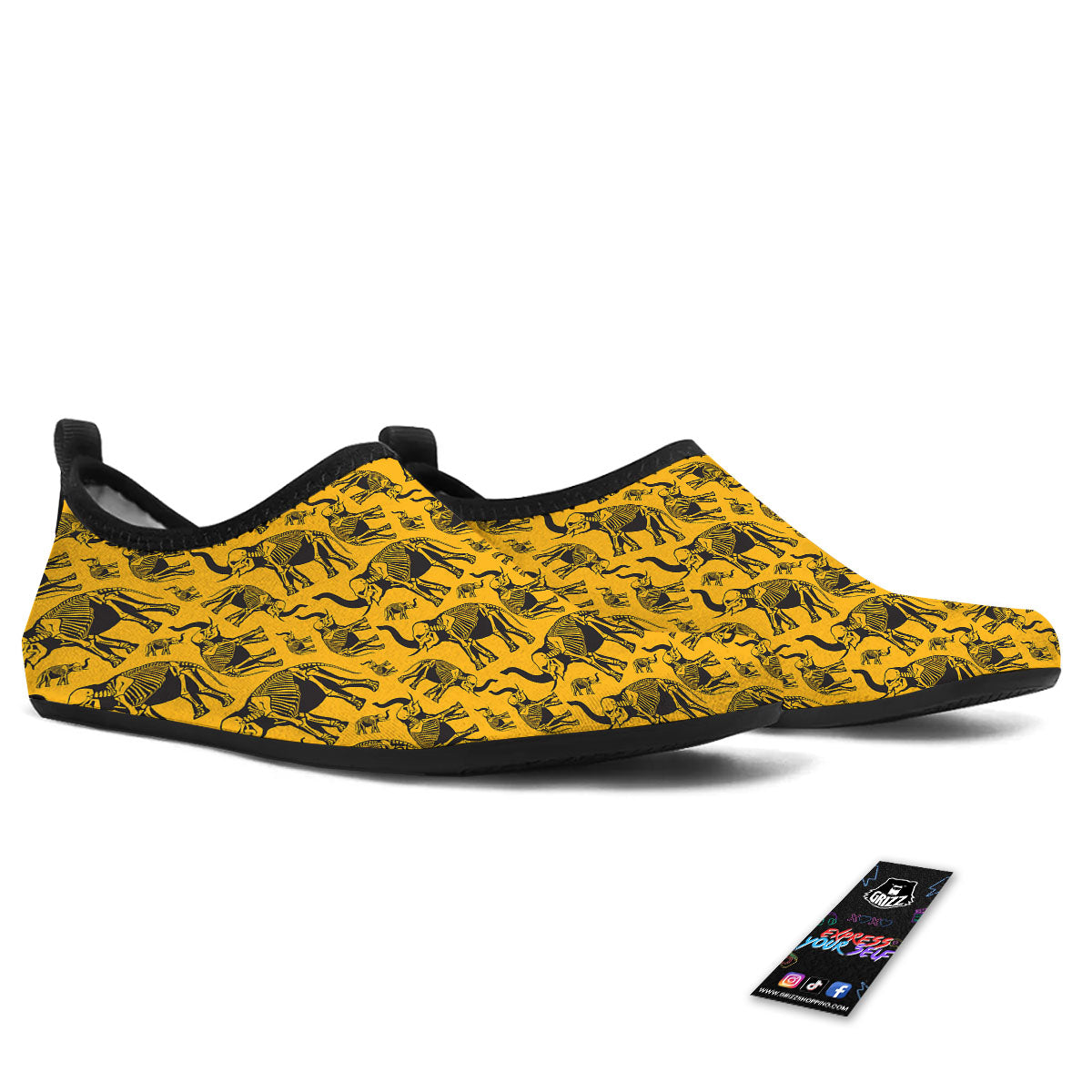 X-Ray Elephant Skeleton Print Pattern Water Shoes-grizzshop