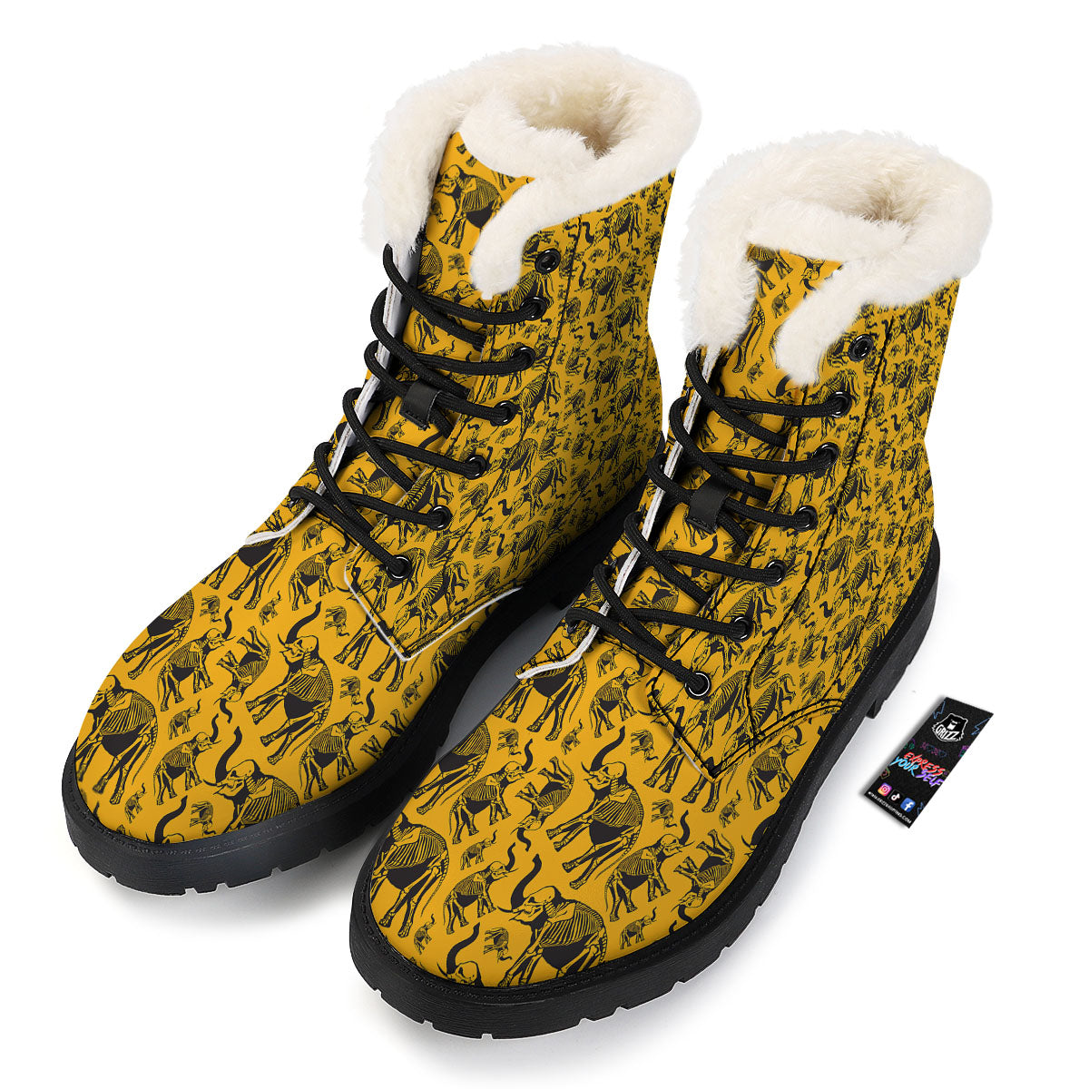 X-Ray Elephant Skeleton Print Pattern Winter Boots-grizzshop