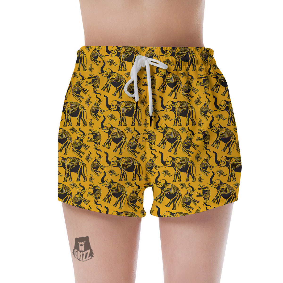X-Ray Elephant Skeleton Print Pattern Women's Shorts-grizzshop