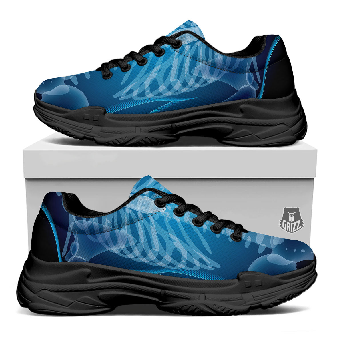 X-Ray Film Radiologist Print Black Chunky Shoes-grizzshop