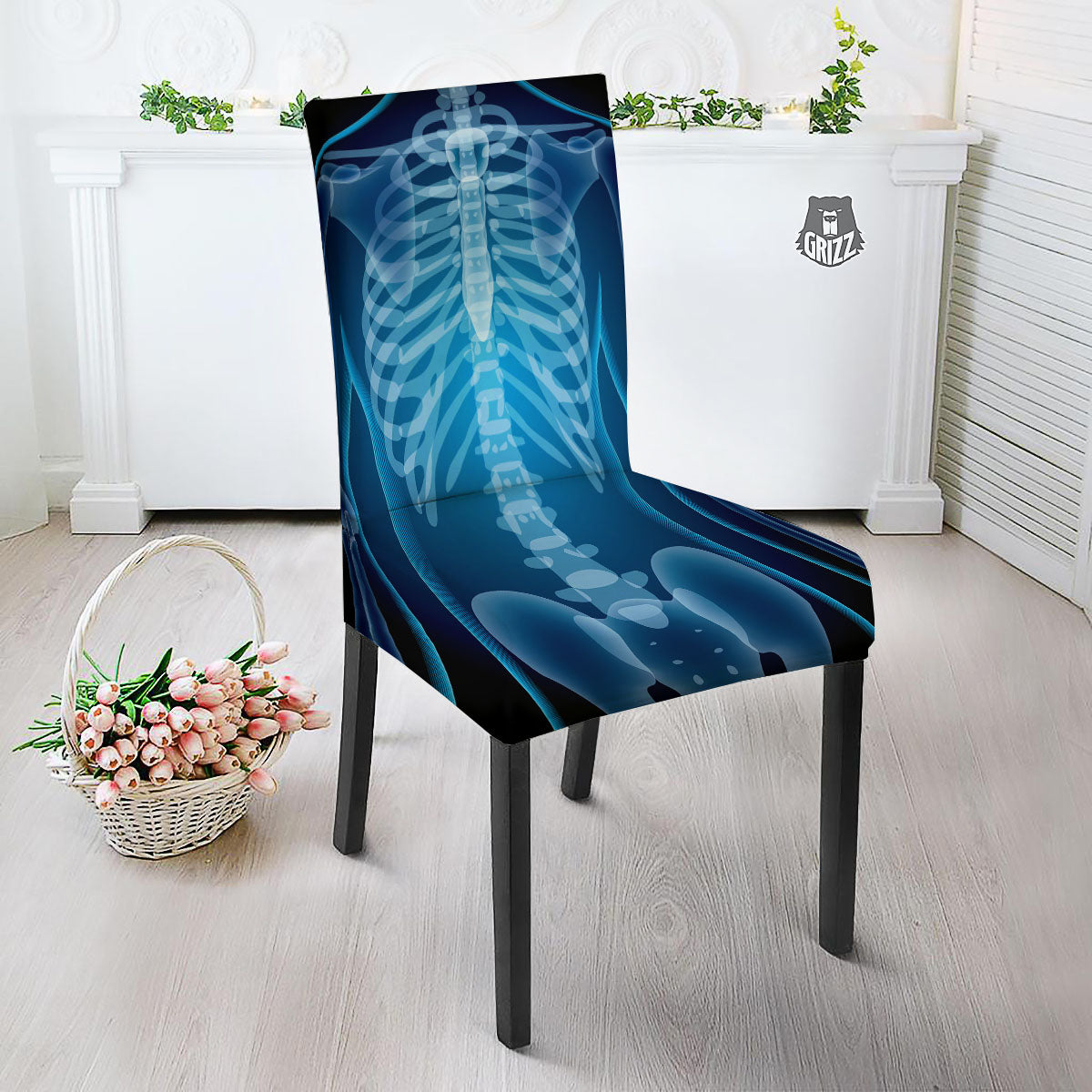 X-Ray Film Radiologist Print Dining Chair Slipcover-grizzshop