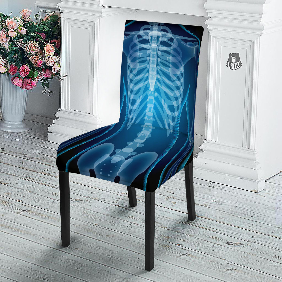 X-Ray Film Radiologist Print Dining Chair Slipcover-grizzshop