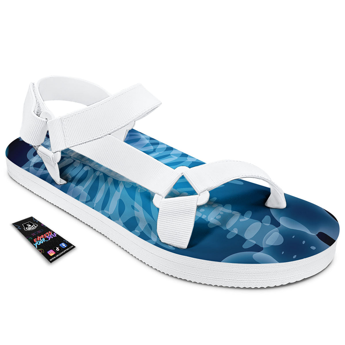 X-Ray Film Radiologist Print White Open Toe Sandals-grizzshop