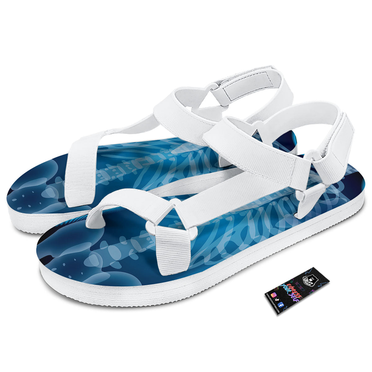 X-Ray Film Radiologist Print White Open Toe Sandals-grizzshop
