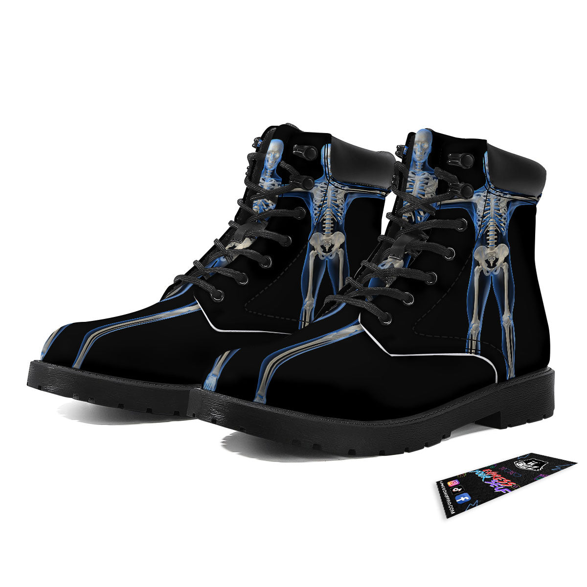 X-Ray Human Skeleton Print Boots-grizzshop