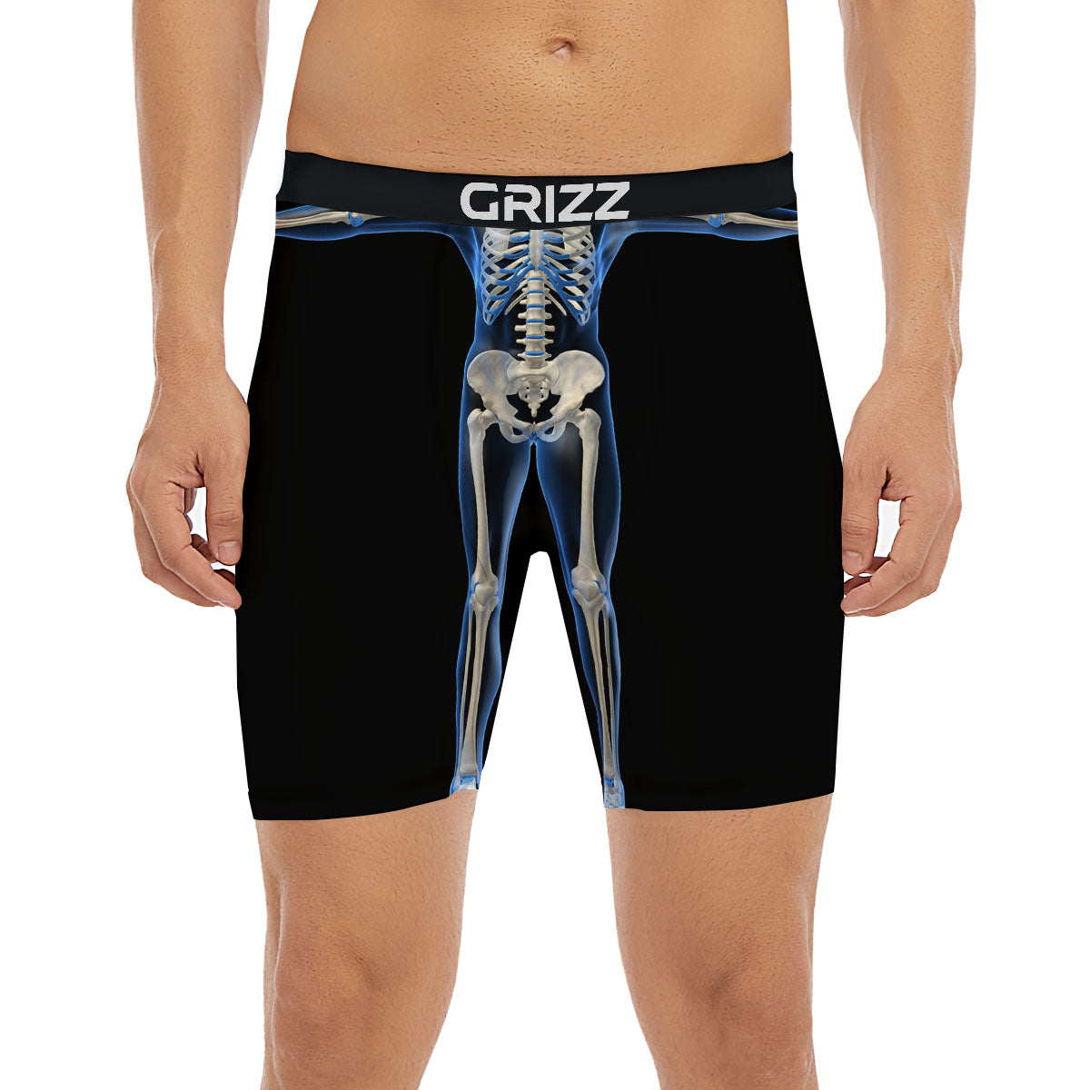 X-Ray Human Skeleton Print Boxer Briefs-grizzshop