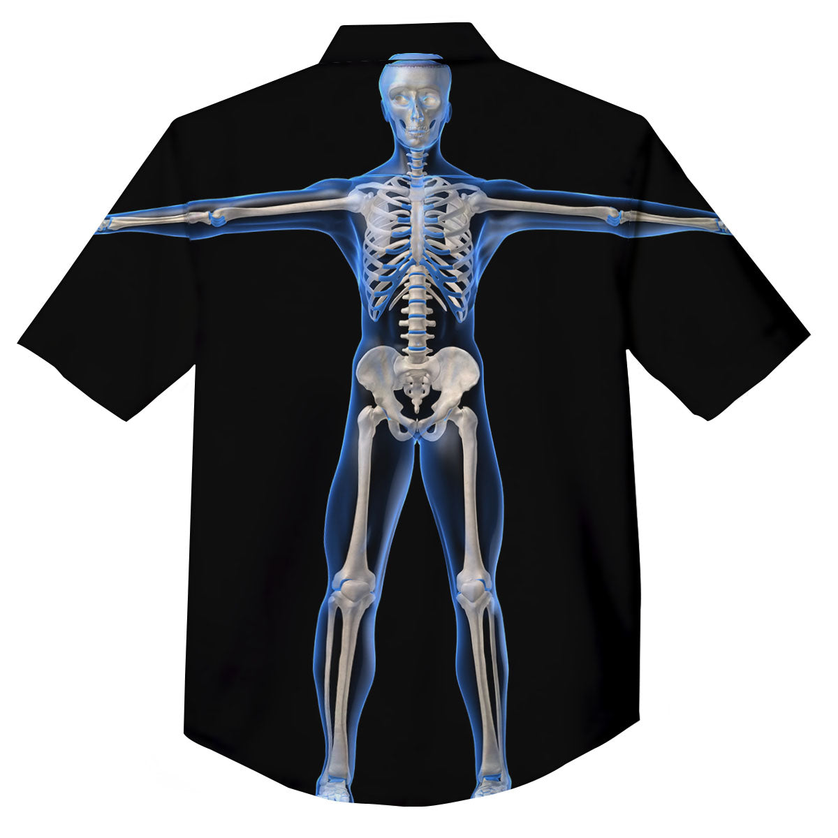 X-Ray Human Skeleton Print Button Up Shirt-grizzshop