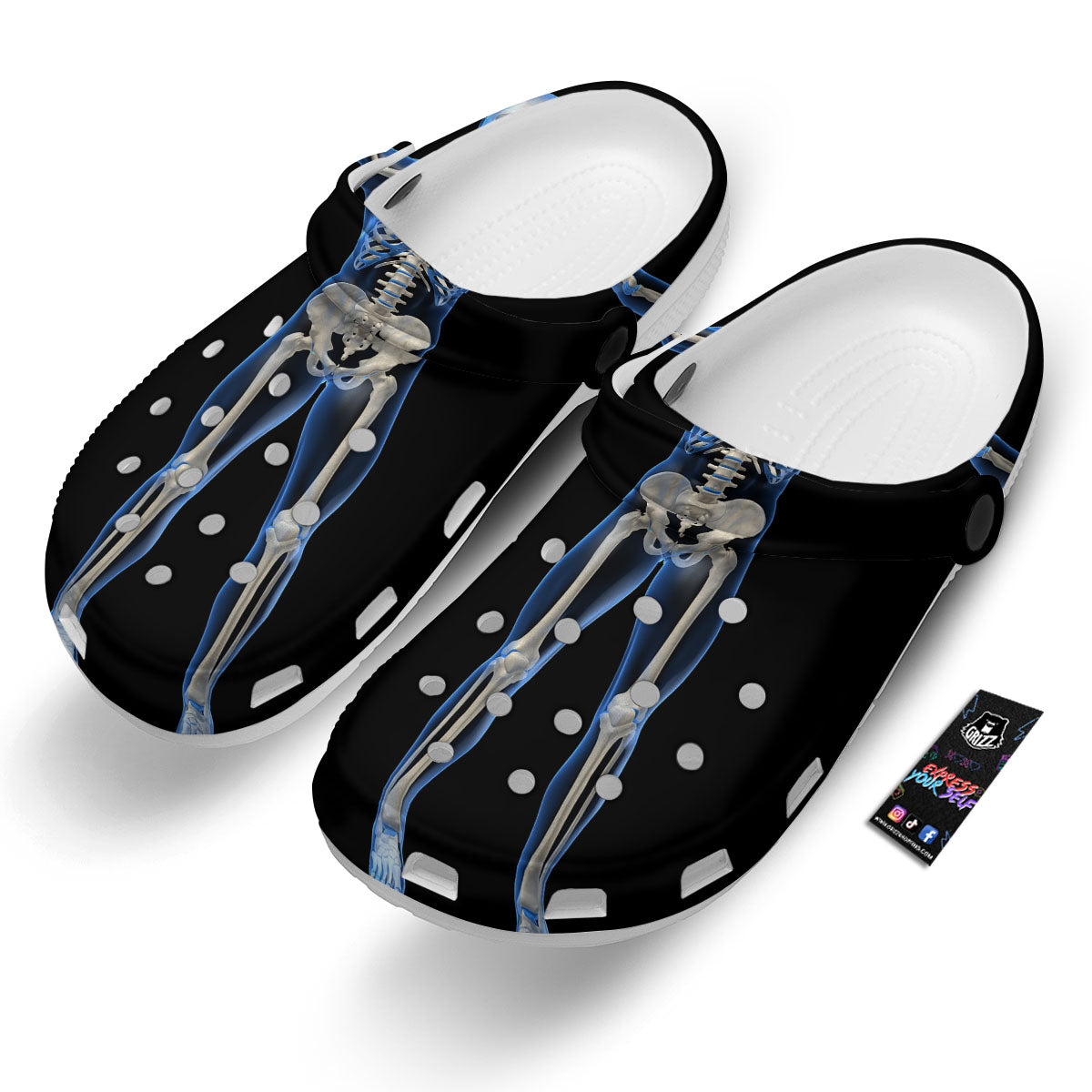 X-Ray Human Skeleton Print Clog-grizzshop