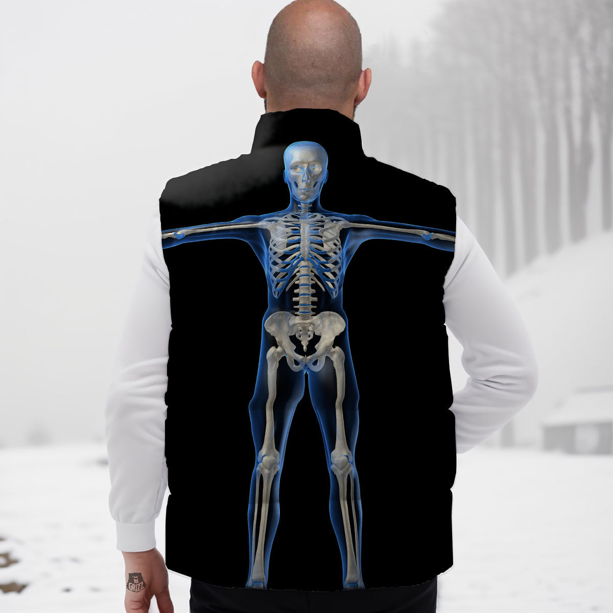 X-Ray Human Skeleton Print Down Vest