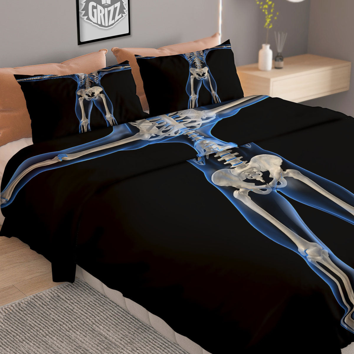 X-Ray Human Skeleton Print Duvet Cover Bedding Set