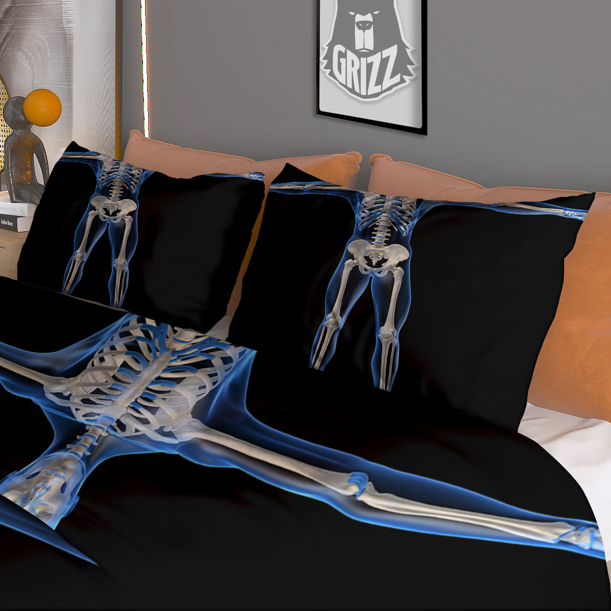 X-Ray Human Skeleton Print Duvet Cover Bedding Set